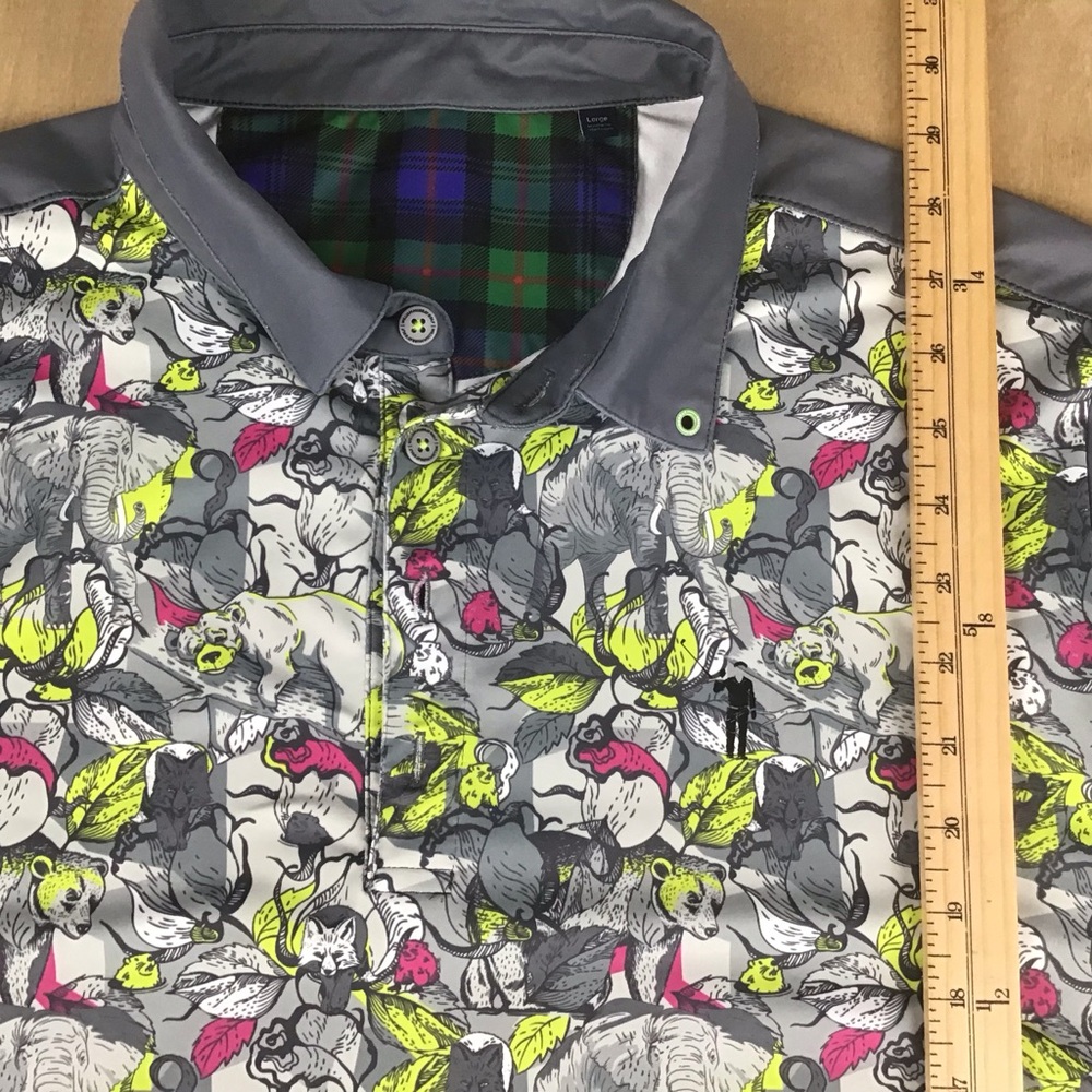 William Murray Mens Large Performance Golf Polo Shirt Animal Jungle Print - Picture 12 of 12